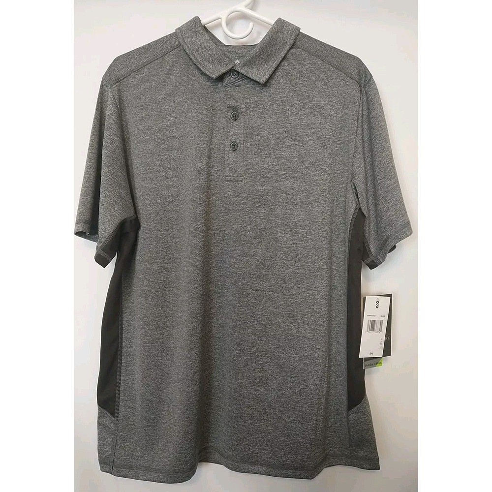 Men's Free Country Micro Mesh UPF 30 Gray/Black Short Sleeve Polo Shirt Large